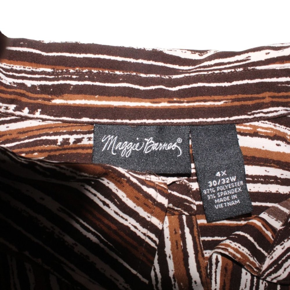 Maggie Barnes Womens Plus Sz 4X Button Down Dress Shirt Tunic Stripes Designer - Picture 6 of 7